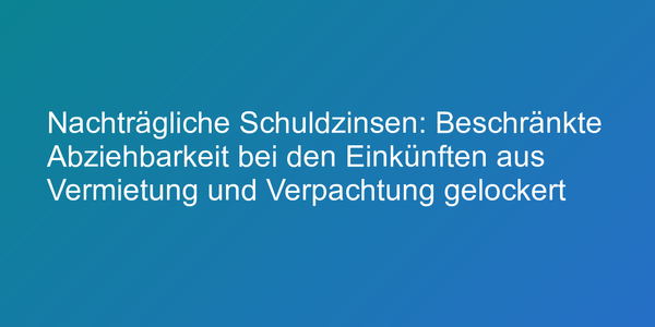 Einkünften aus Vermietung und Verpachtung