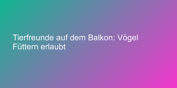 Tierfreunde auf dem Balkon: Vögel Füttern erlaubt