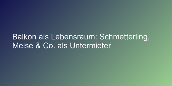 Balkon als Lebensraum: Schmetterling, Meise & Co. als Untermieter