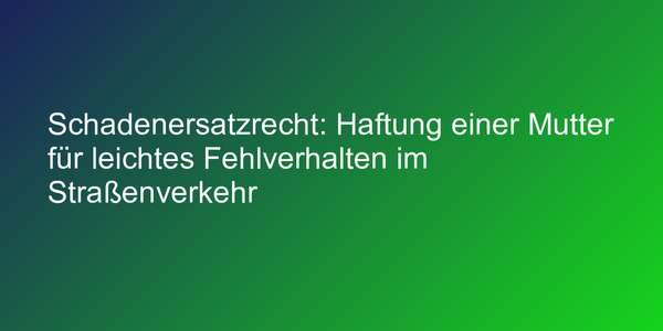 Schadenersatzrecht: Haftung einer Mutter für leichtes Fehlverhalten im Straßenverkehr