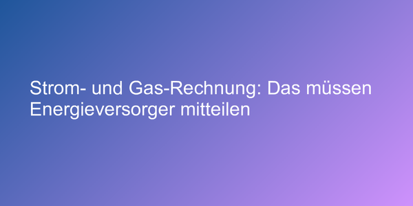 Strom- und Gas-Rechnung: Das müssen  Energieversorger mitteilen