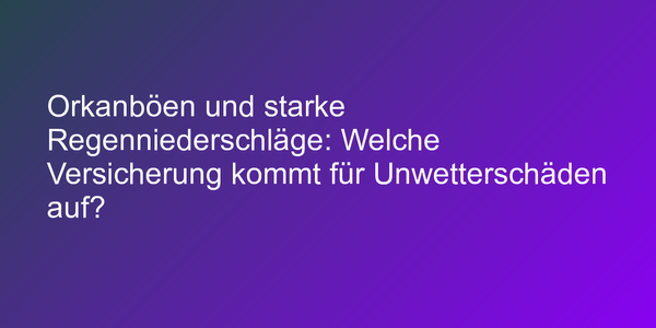 Orkanböen und starke Regenniederschläge: Welche Versicherung kommt für Unwetterschäden auf?