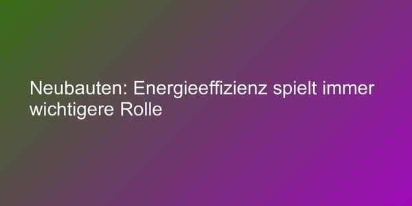 Energieeffizienz bei Neubauten