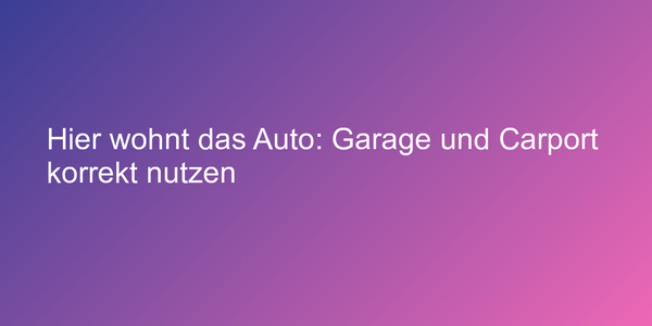 Hier wohnt das Auto: Garage und Carport korrekt nutzen