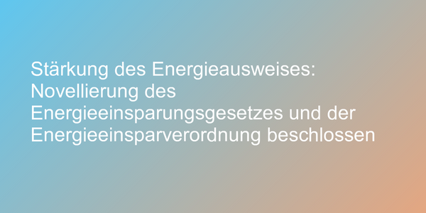 Novellierung des Energieeinsparungsgesetzes