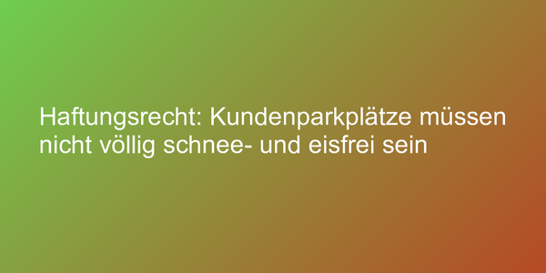 Haftungsrecht: Kundenparkplätze müssen nicht völlig schnee- und eisfrei sein