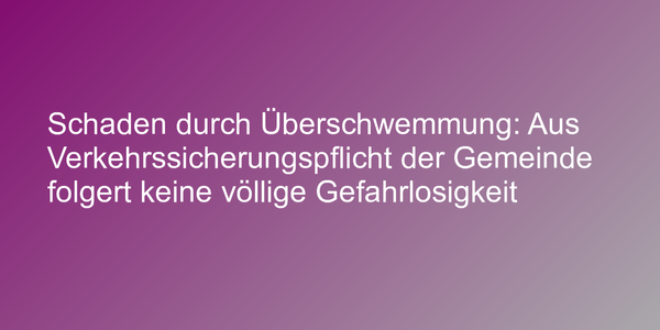 Urteil zur Verkehrssicherungspflicht von Gemeinden