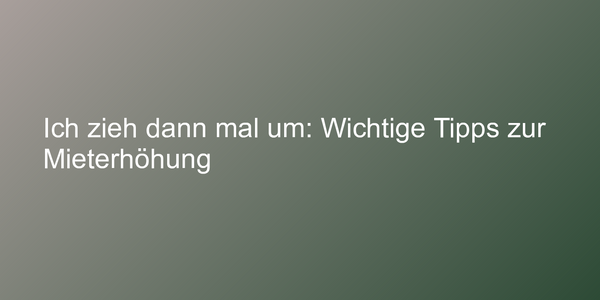 Ich zieh dann mal um: Wichtige Tipps zur Mieterhöhung