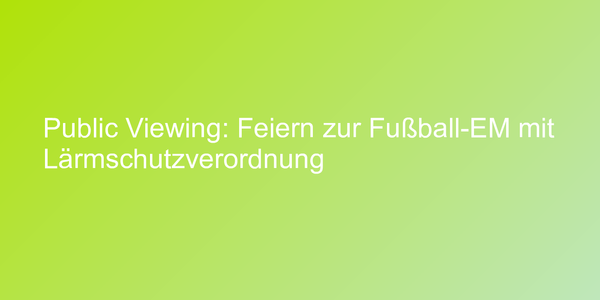 Public Viewing: Feiern zur Fußball-EM mit Lärmschutzverordnung