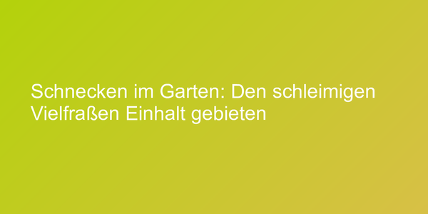 Schnecken im Garten: Den schleimigen Vielfraßen Einhalt gebieten