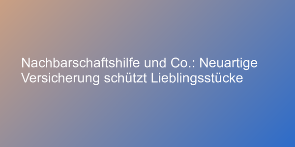 Nachbarschaftshilfe und Co.: Neuartige Versicherung schützt Lieblingsstücke