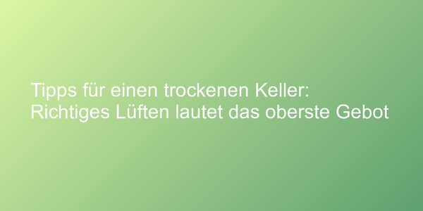 Tipps für einen trockenen Keller: Richtiges Lüften lautet das oberste Gebot